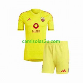 Camisolas de futebol AS Roma Guarda Redes Criança Equipamento Principal 2023/24 Manga Curta